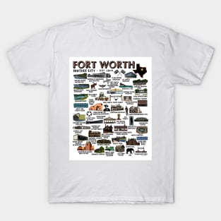 Fort Worth Map Art T-Shirt